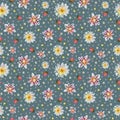 Dahlia seamless pattern on bluish grey background