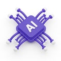 3DAI Chip Icon with Purple and White Color Scheme on White Background artificial intelligence Royalty Free Stock Photo