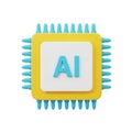 3DAI chip processor with yellow casing and blue pins on a white background artificial intelligence Royalty Free Stock Photo