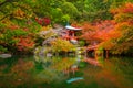 Daigo-ji temple with colorful maple trees in autumn Royalty Free Stock Photo