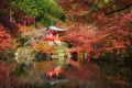 Daigoji pagoda and pond in autumn, Kyoto Royalty Free Stock Photo