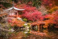 Daigoji temple in maple trees, momiji season, Kyoto, Japan