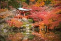 Daigoji temple in maple trees, momiji season, Kyoto, Japan