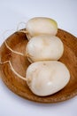 Daikon or mooli Raphanus sativus longipinnatus, mild-flavored winter radish root vegetables