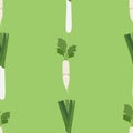 Kawaii Cartoon Daikon radish and Leek