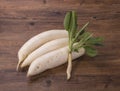 Daikon radish on the wood Royalty Free Stock Photo