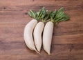 Daikon radish on the wood Royalty Free Stock Photo
