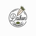 Daikon radishes logo. Round linear of daikons