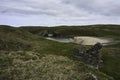 Dail Beag beach, Isle of Lewis with ruined cottage Royalty Free Stock Photo