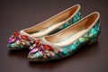 Dainty Shoes ballet flats crystals. Generate Ai