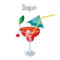 Daiquiri alcoholic cocktail drink stock vectot illustration Royalty Free Stock Photo