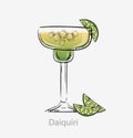 Daiquiri cocktail. Cocktail, alcoholic cuban aperitif based ight rum lime juice sugar. Royalty Free Stock Photo