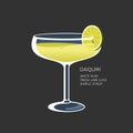 Daiquiri cocktail drink instruction green lime vector illustration