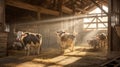 dairy cows in barn Royalty Free Stock Photo