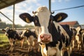 Dairy cows in a farm. Agriculture industry, farming and animal husbandry concept