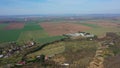 Fields cowshed farm field intensive dairy cows feeding barn drone aerial video shot, large agricultural activity Royalty Free Stock Photo