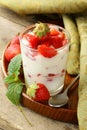 Dairy dessert - yogurt with fresh strawberries