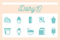 Isolated 10 dairy dou color style icon set vector design