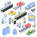 Dairy Factory Isometric Set Royalty Free Stock Photo