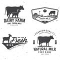 Dairy farm. Only fresh milk badge, logo. Vector. Typography design with cow , goat silhouette. Template for dairy and Royalty Free Stock Photo