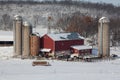 Dairy farm in fresh snow