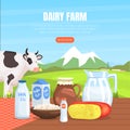 Dairy Farm Landing Page Templte, Fresh Healthy Eco Agricultural Products Website, Homepage, Mobile App Vector Royalty Free Stock Photo