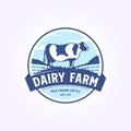 dairy farm logo design emblem. rural milk vector illustration. bbq, yogurt, milk icon design Royalty Free Stock Photo