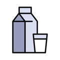 Dairy Farm Products Milk Pack Yogurt Sour Cream Minimal Flat. Milk icon or logo in modern simple style Royalty Free Stock Photo