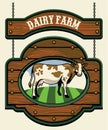Dairy farm sign with cow image Royalty Free Stock Photo