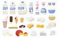 Dairy food set. Collection of product made of milk. Yoghurt and butter