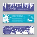 Dairy fresh banners template design with milk or yoghurt splashes Royalty Free Stock Photo