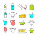 Dairy icons colored set