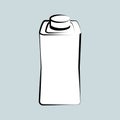 Dairy Milk container icon in brush linear, outline flat style, isolated illustration, white fill Royalty Free Stock Photo