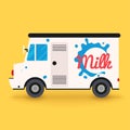 Dairy milk delivery service. Local delivery van.Flat design mode