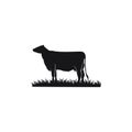 Dairy cows and grass vector logo simple