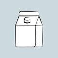Dairy Milk little container icon in brush linear, outline flat style, isolated illustration, white fill Royalty Free Stock Photo