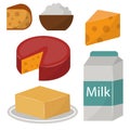Dairy milk products organic food healthy cream vector fresh cheese glass nutrition farm calcium breakfast grocery.