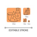 Dairy orange linear icons set