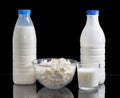 Dairy produce on a dark background Royalty Free Stock Photo