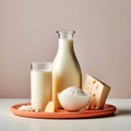 Dairy product on brown backgrounds Royalty Free Stock Photo