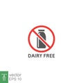 Dairy product free icon. Dietary Lactose, Vegan Food label Contain