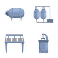 Dairy production icons set cartoon vector. Equipment for production of cheese Royalty Free Stock Photo