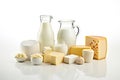 dairy products and cheeses isolated on a clean white background, highlighting their freshness Royalty Free Stock Photo