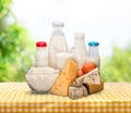 Dairy products collection on wooden table Royalty Free Stock Photo