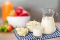 Dairy products collection on wooden table Royalty Free Stock Photo