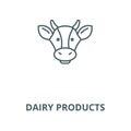 Dairy products, cow head line icon, vector. Dairy products, cow head outline sign, concept symbol, flat illustration Royalty Free Stock Photo
