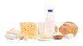 Dairy products, eggs and bread. Royalty Free Stock Photo