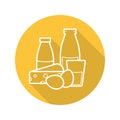 Dairy products flat linear long shadow icon