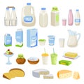 Dairy products, milk, butter, cheese, yogurt, cottage cheese, sour cream, ice cream, cream, isolated on white.. Cheese