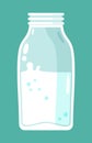 Dairy products. Milk or milk drink yogurt, illustration of white liquid bottle on blue background Royalty Free Stock Photo